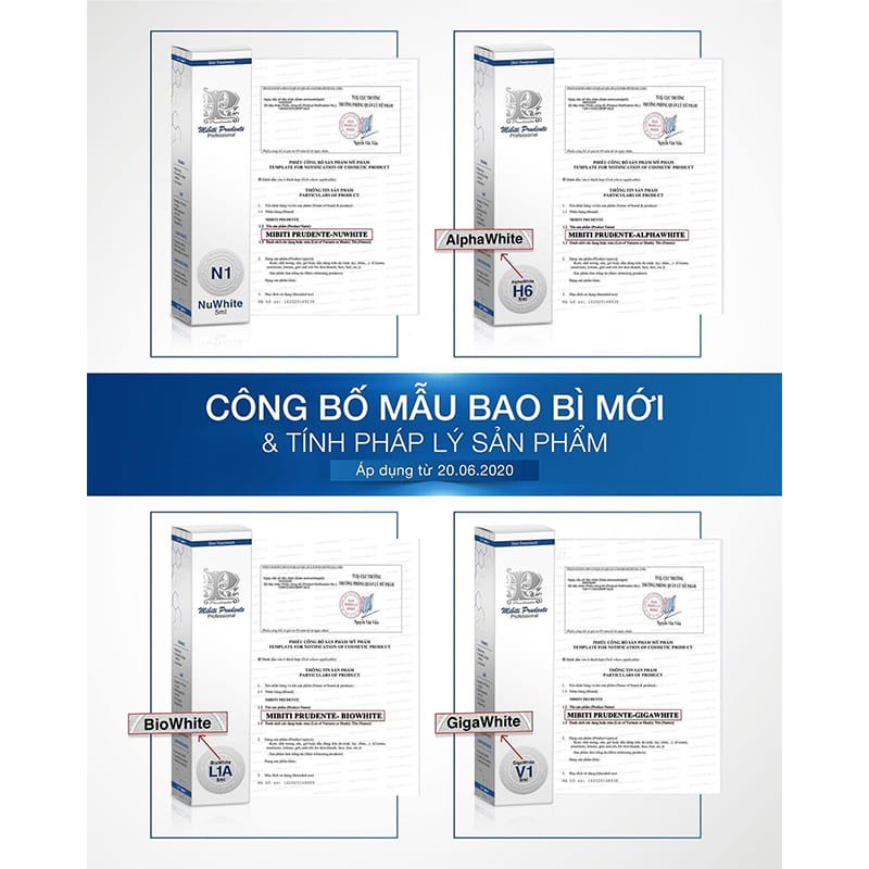 KEM GIẢM THÂM NÁM BẸN, NÁCH – MIBITI PRUDENTE NUWHITE H6 tem xanh