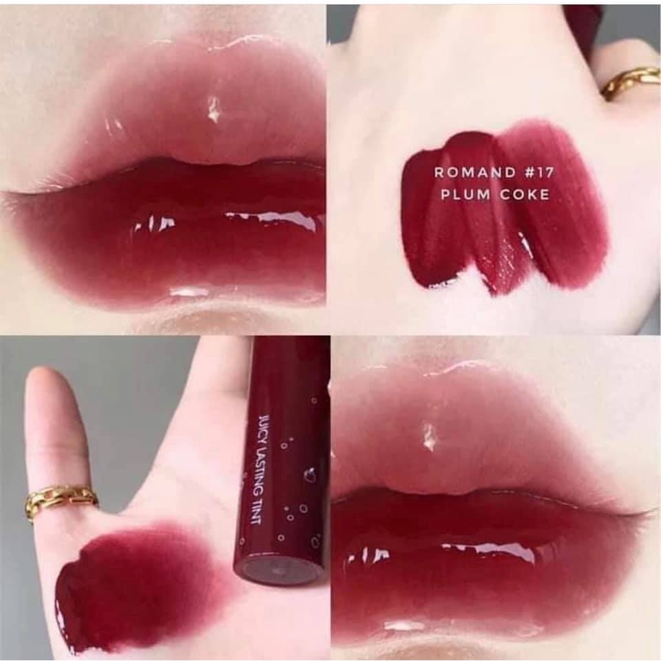 son romand bóng màu 17 Đỏ rượu  (Romand Juicy Lasting Tint #17 Plum Coke)