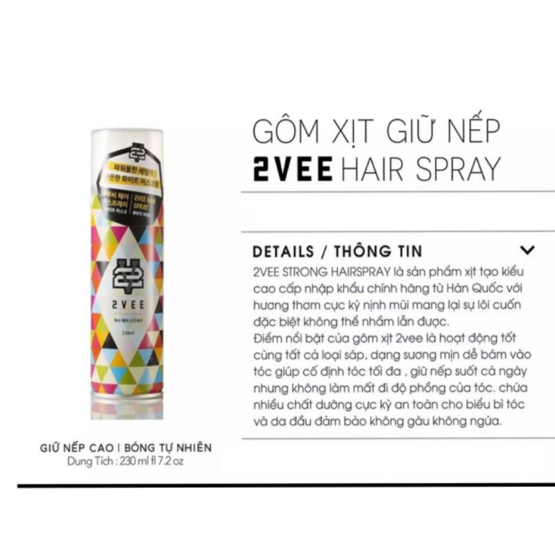 Gôm xịt tóc 2VEE cao cấp dung tích 230ml