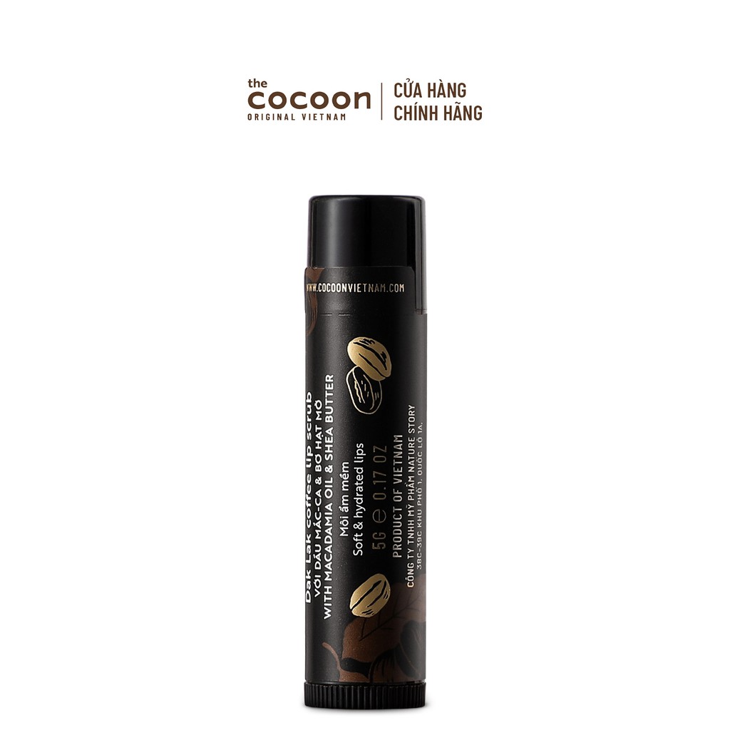 Tẩy da chết môi cà phê Đắk Lắk Cocoon môi ẩm mềm 5g