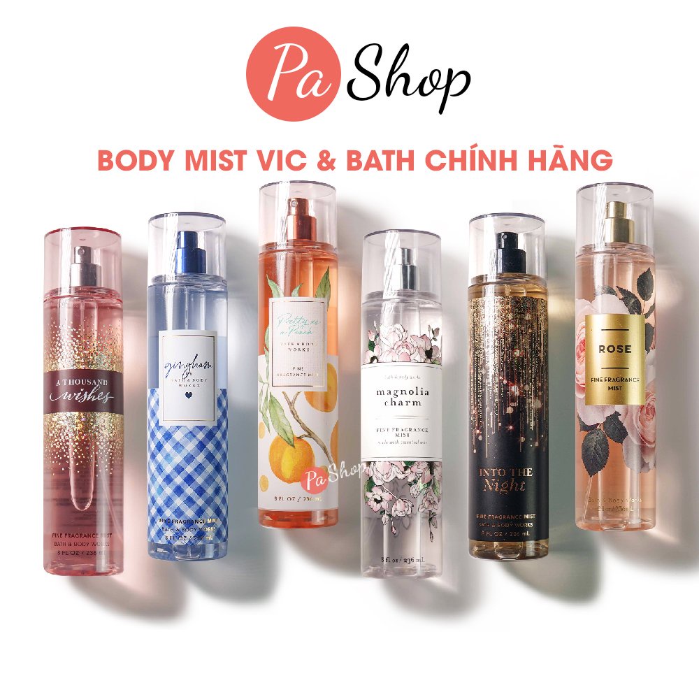 Body mist Bath And Body Works & Victoria Secret nam, nữ chính hãng xịt thơm toàn thân hương nước hoa