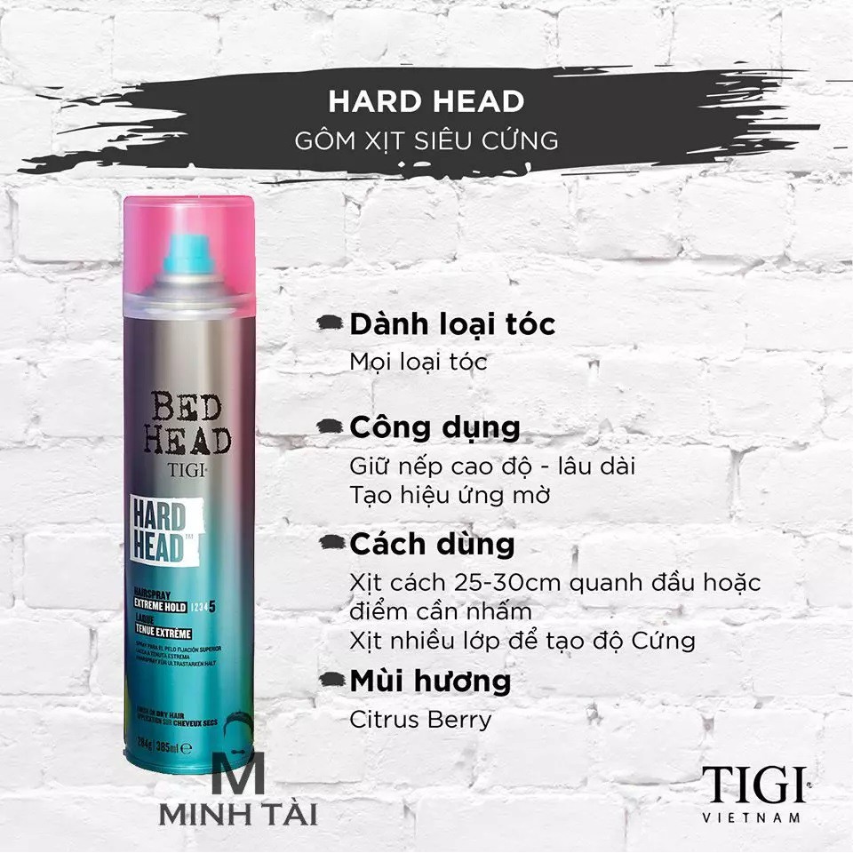 Gôm Xịt Tóc TIGI Bed Head Hard Head – 385ml – Hàng Chính Hãng