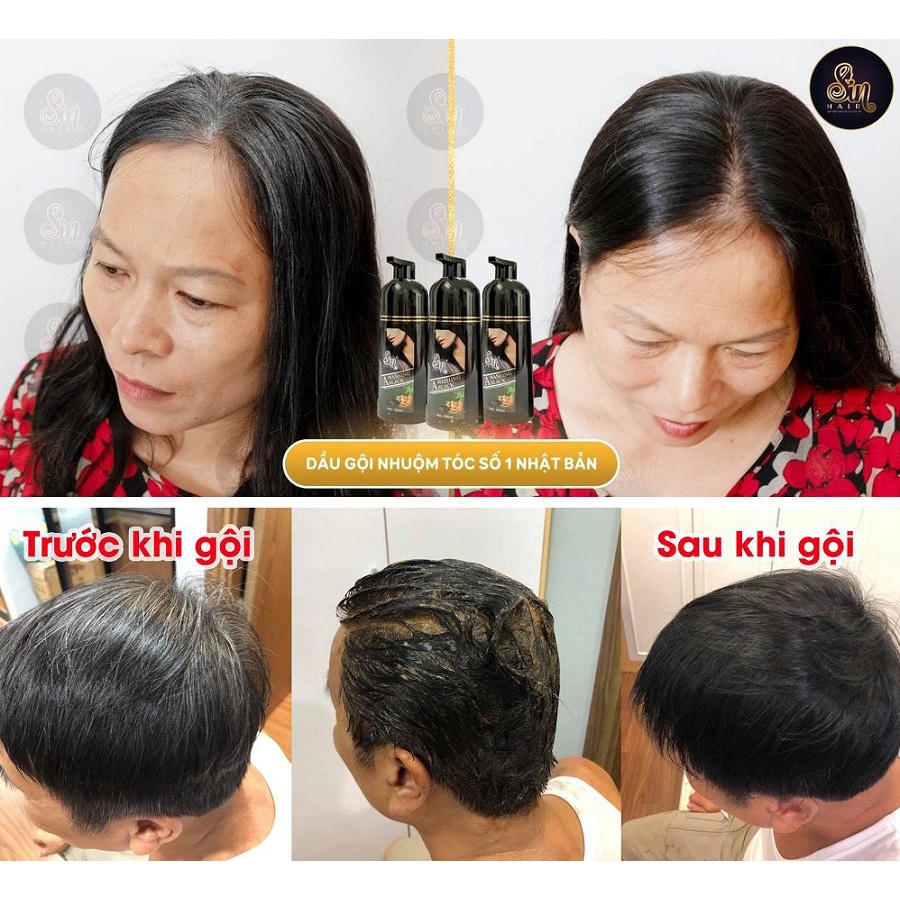 [Chính Hãng] Dầu Gội Phủ Bạc Sin Hair Dầu Gội Nhân Sâm Nhật Bản Mẫu Mới 350ml & 500ml