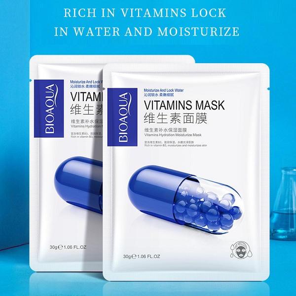 Mặt nạ Vitamin Mask Bioaqua Cấp ẩm Se khít Lỗ chân lông Giảm thâm Kiềm dầu