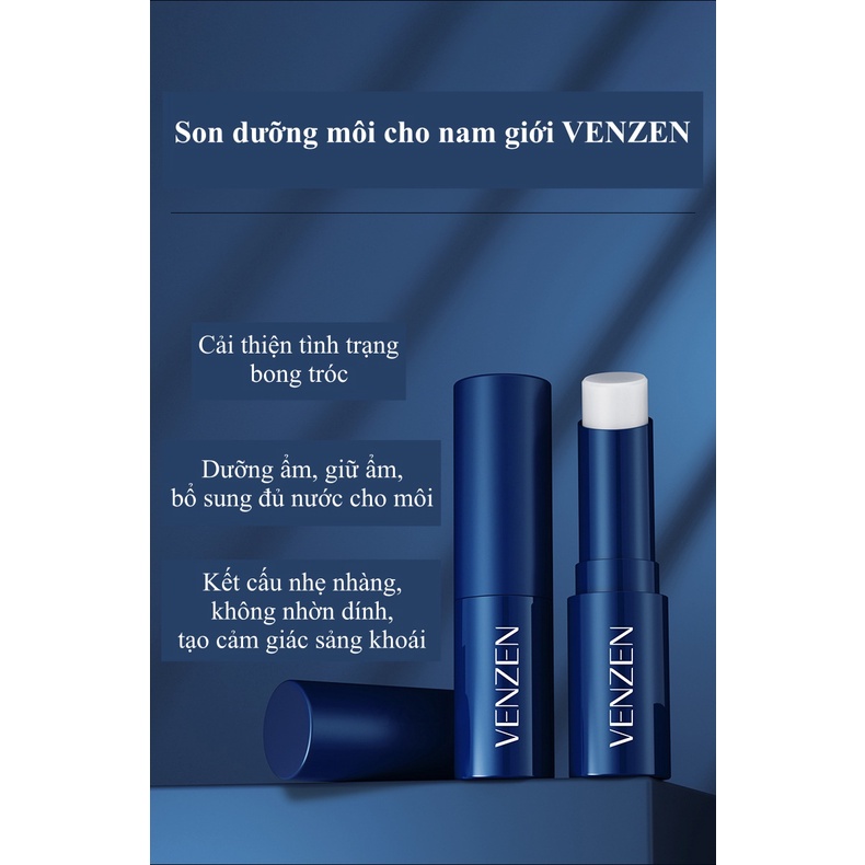 Son dưỡng môi cho nam VENZEN giúp dưỡng ẩm, giảm thâm, môi căng mọng, mặt nạ môi chống khô môi, dưỡng môi nam giới KH03