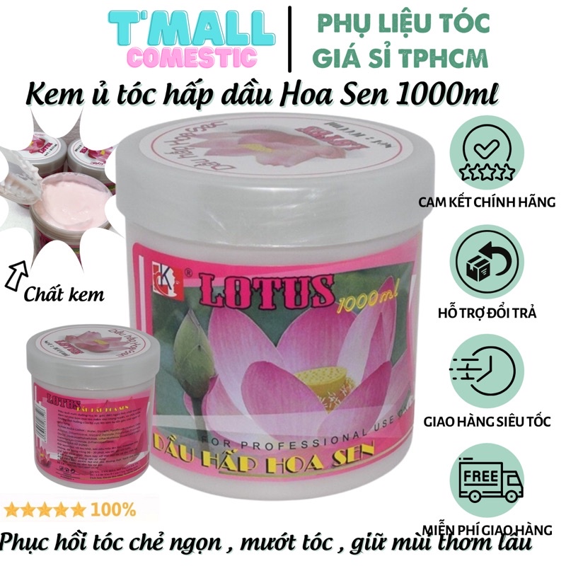 Kem ủ tóc HOA SEN LOTUS LK 1000ml – Ủ hấp tóc cung cấp dưỡng chất mùi hương sen cực thơm