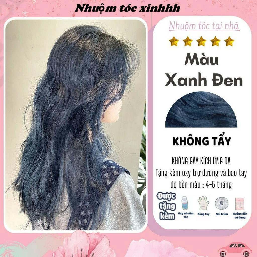 Thuốc nhuộm tóc Xanh Đen,Xanh Than, Xanh Dương Đen Không Tẩy nhuộm tại nhà | ZuyyHairs