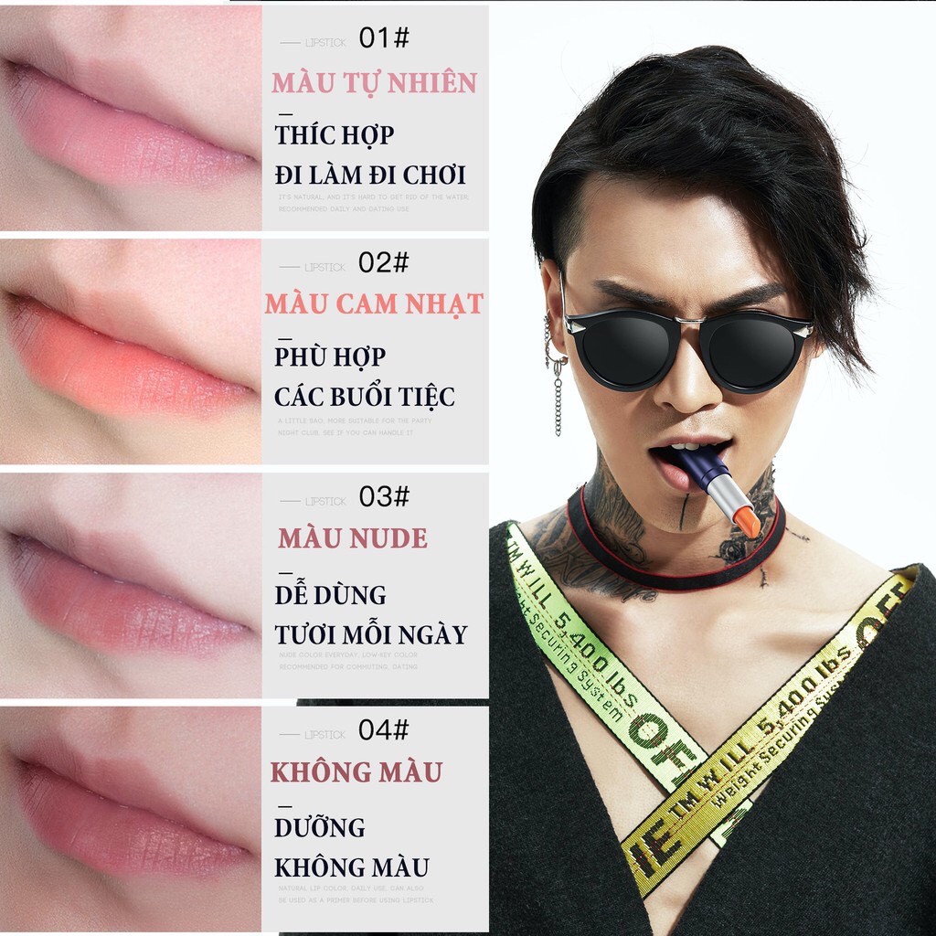 Son Dưỡng Môi Nam – Son Môi Bền Màu Dưỡng Ẩm Cho Nam Giới BlueMan – Hudu Cosmetics