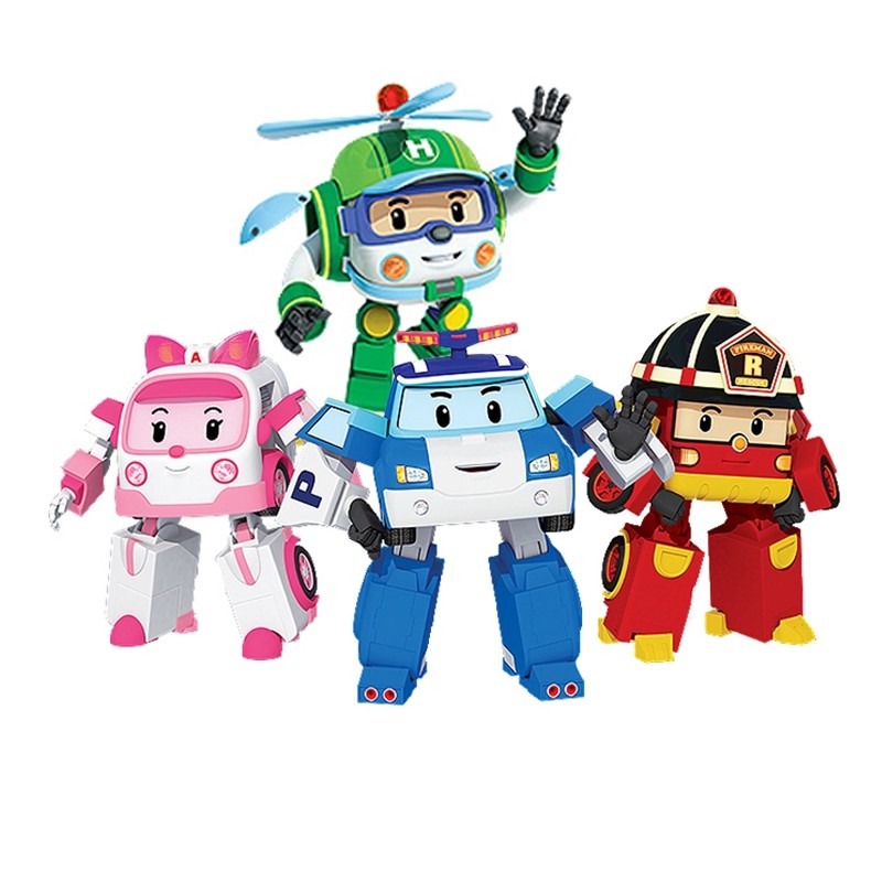 Bộ 6 đồ chơi xe oto biến hình thành robot Robocar Poli độc đáo vui nhộn cho bé, Đồ chơi biến hình biệt đội Robocar