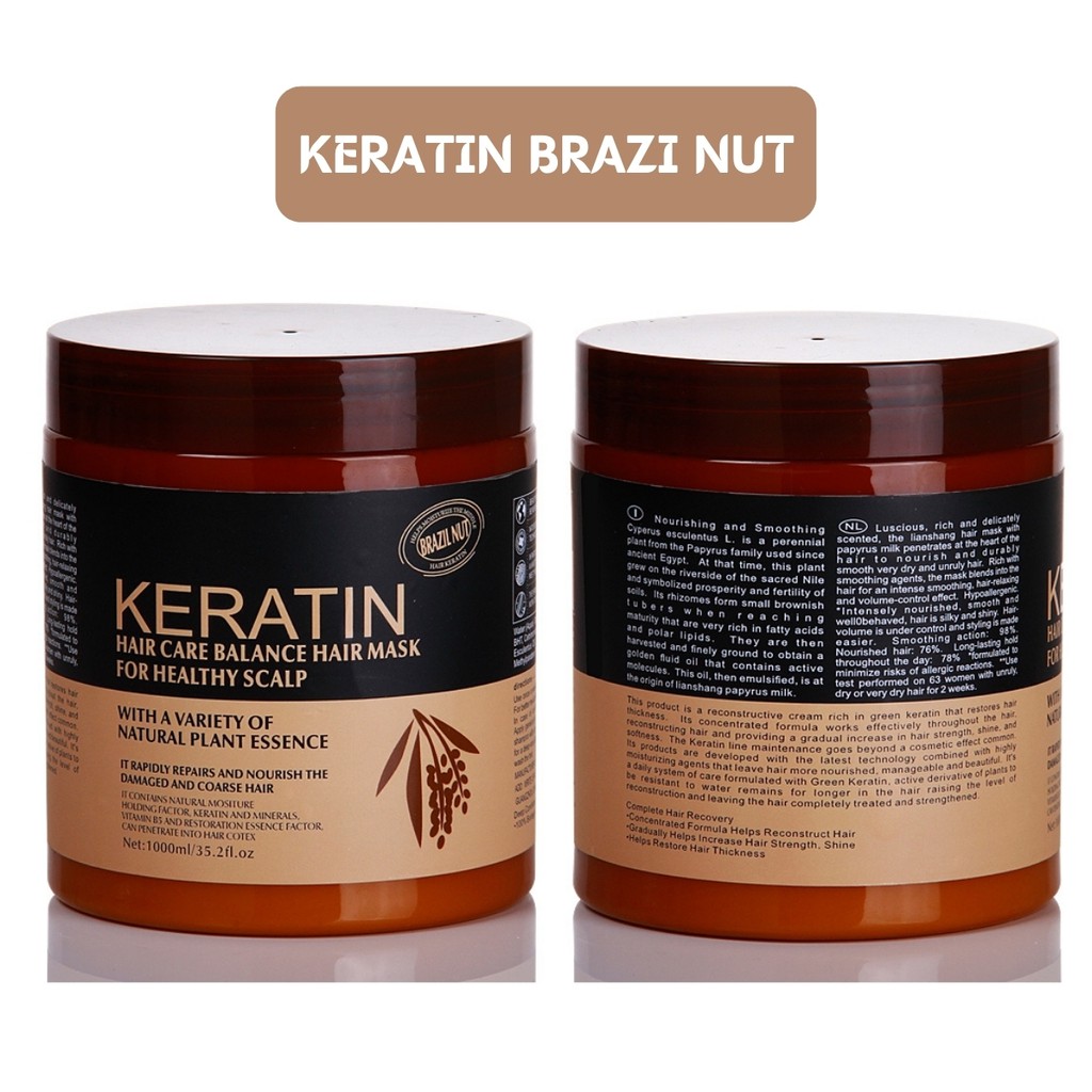 Kem ủ tóc KERATIN COLLAGEN 1000ML BRAZIL NUT – Ủ hấp tóc cân bằng KERATIN tự nhiên, hương thơm nước hoa