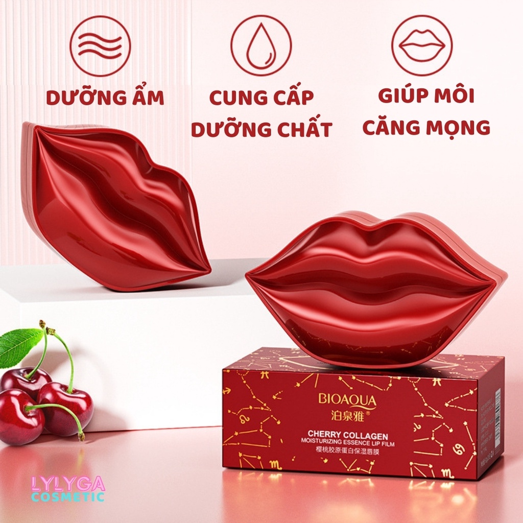 Mặt nạ môi BIOAQUA CHERRY 60g Hộp 20 miếng, mặt nạ ngủ cho môi ban đêm, ban ngày giảm thâm 1 HỘP MN18