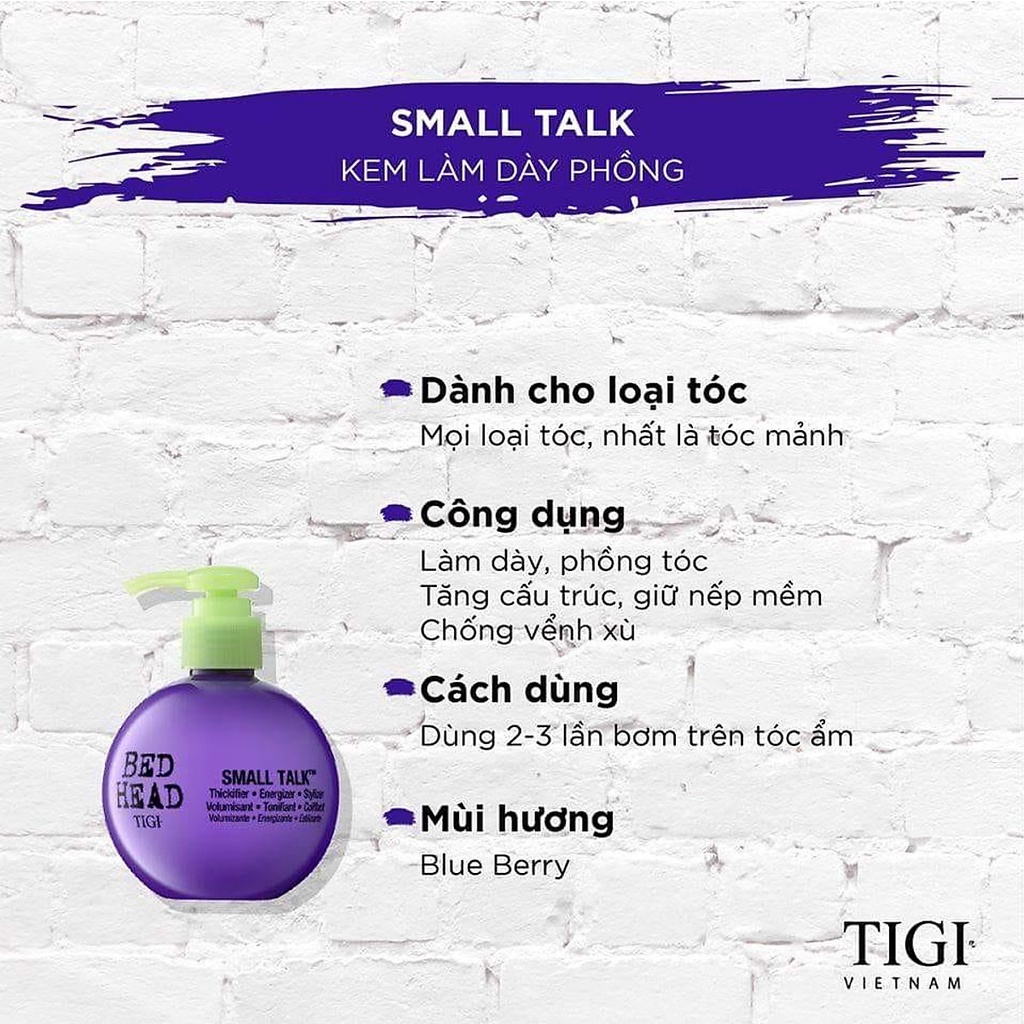 [Bạn mới nhập COSHBM -50% đơn 0Đ] Kem Tạo Nếp Tóc Uốn Tigi Bed Head Small Talk Chính Hãng