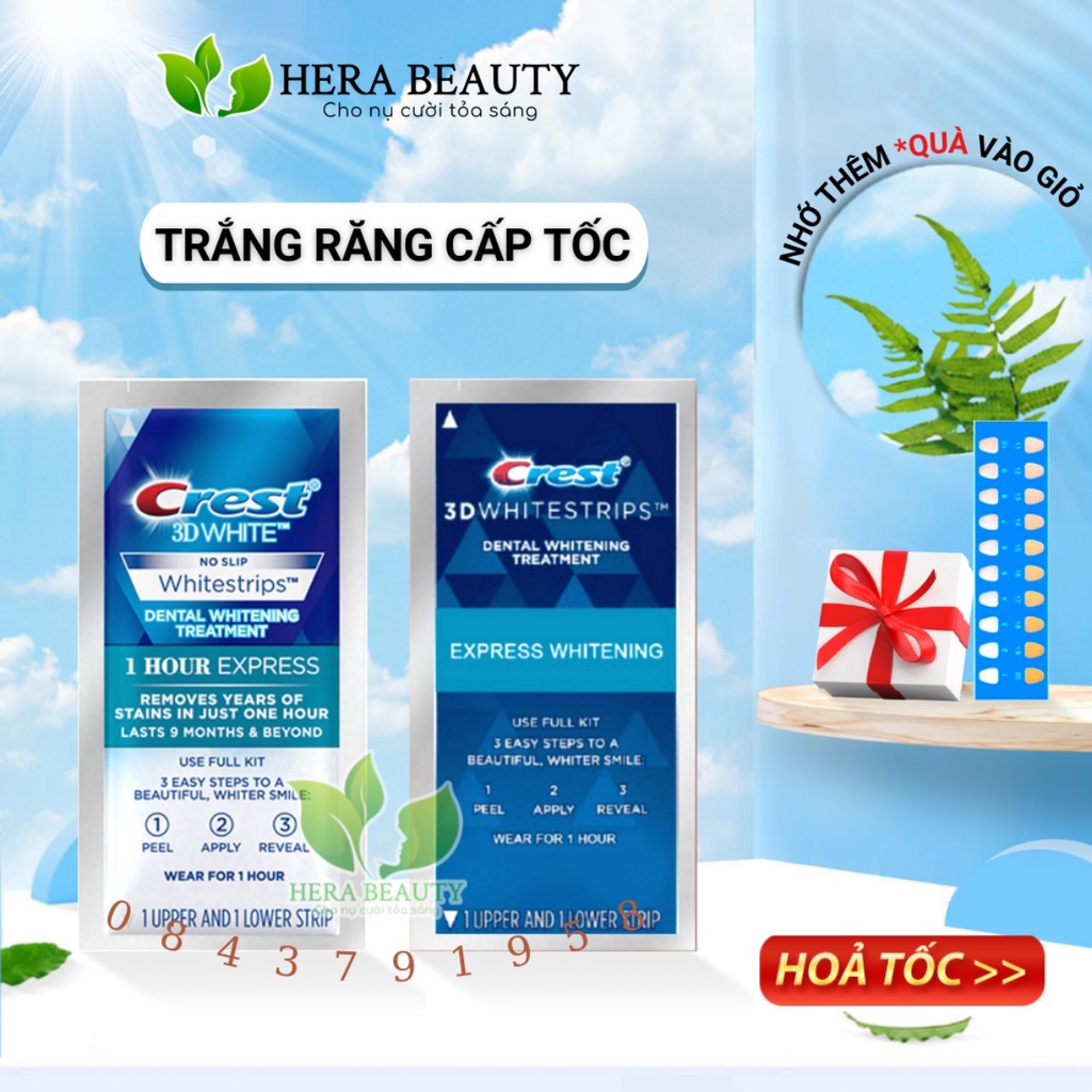 [1 GÓI LẺ ] Miếng dán trắng răng Crest 3D White – Răng trắng sáng, an toàn cho men răng [Chính Hãng USA]