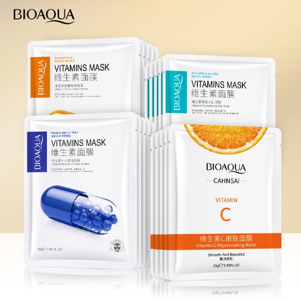 Mặt nạ Vitamin Mask Bioaqua Cấp ẩm Se khít Lỗ chân lông Giảm thâm Kiềm dầu