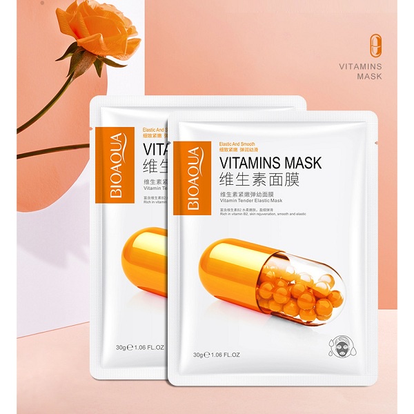 Mặt nạ Vitamin Mask Bioaqua Cấp ẩm Se khít Lỗ chân lông Giảm thâm Kiềm dầu