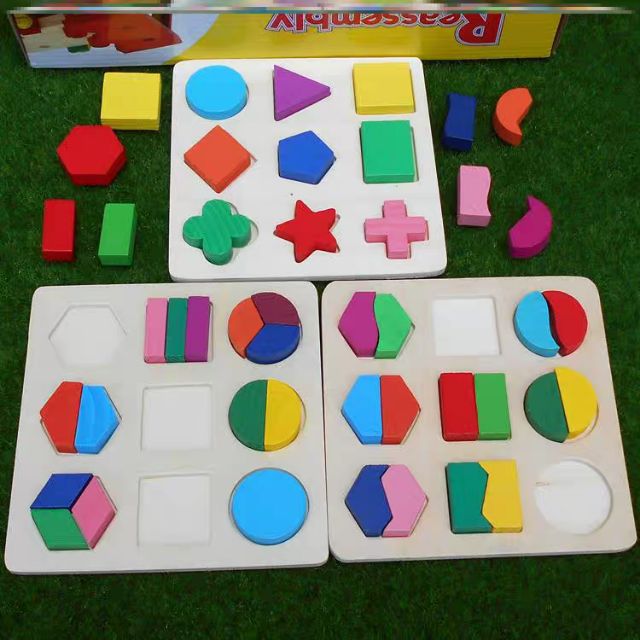 Đồ chơi gỗ ghép hình học gỗ – đồ chơi an toàn trí tuệ cho bé