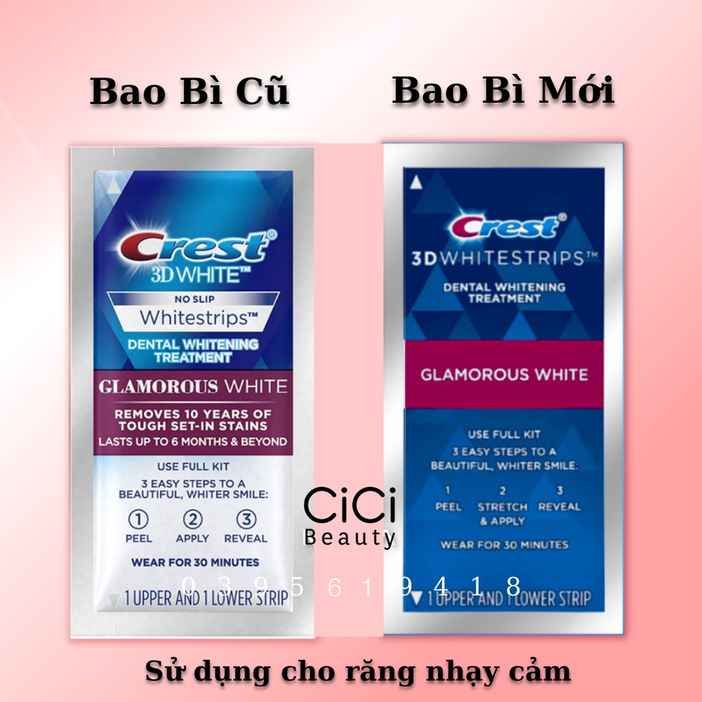 Combo 7 gói miếng dán trắng răng Crest 3D White nhập khẩu Mỹ – Trắng răng cấp tốc sau 1 liệu trình