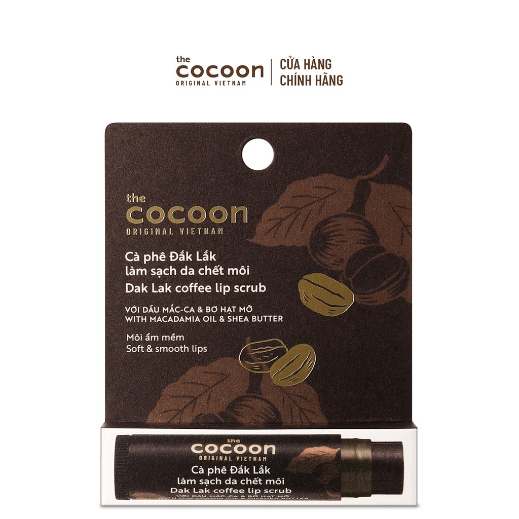 Tẩy da chết môi cà phê Đắk Lắk Cocoon môi ẩm mềm 5g