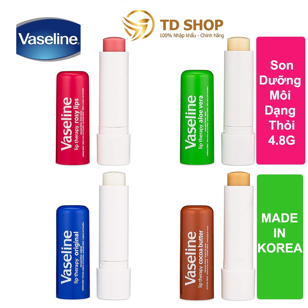 [NK HQ] Son Dưỡng Môi Vaseline Origianl I Cocoa butter I Aloe Vera I  Rosy lips Dạng Thỏi 4.8g – TD Shop