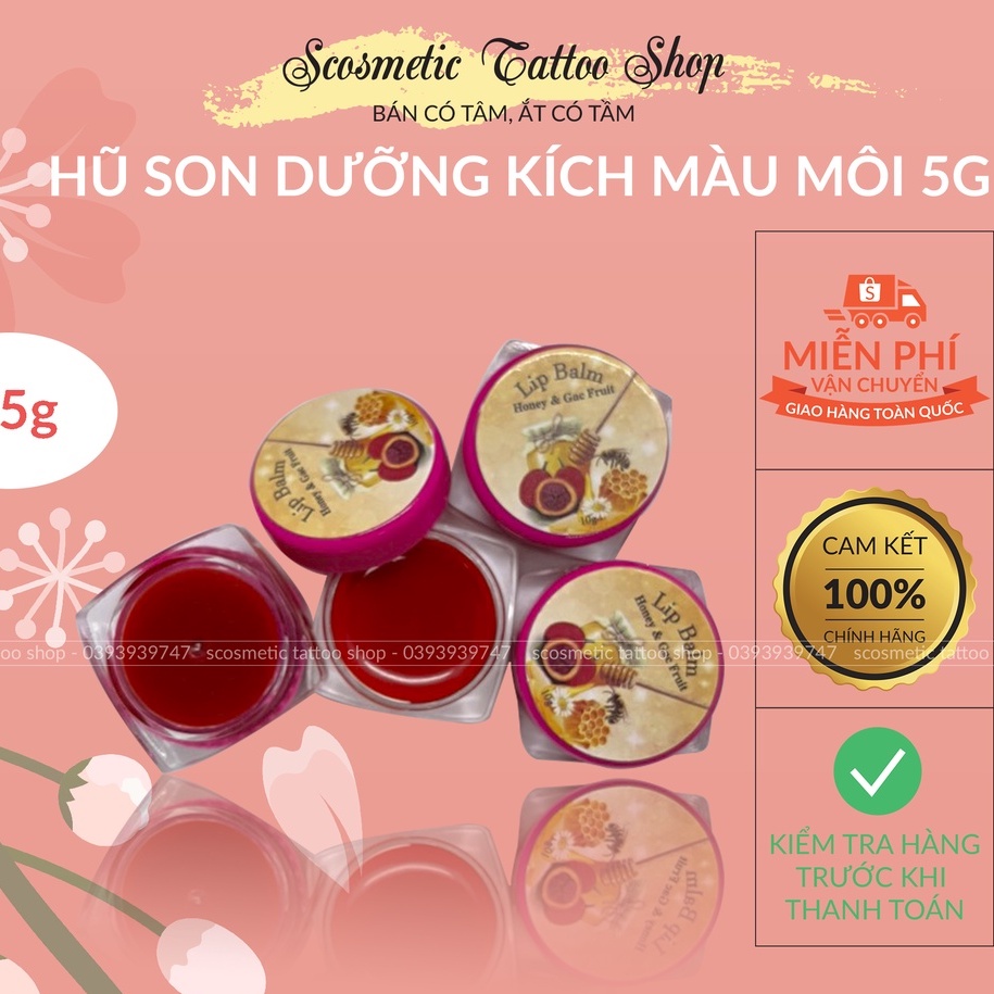 Dưỡng kích màu môi,Son dưỡng đỏ tươi từ gấc triết xuất từ thiên nhiên sau xăm-5g