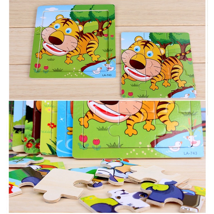 Đồ chơi tranh ghép hình gỗ puzzle 9 mảnh 15*15cm – Bộ ghép hình – Tranh xếp hình