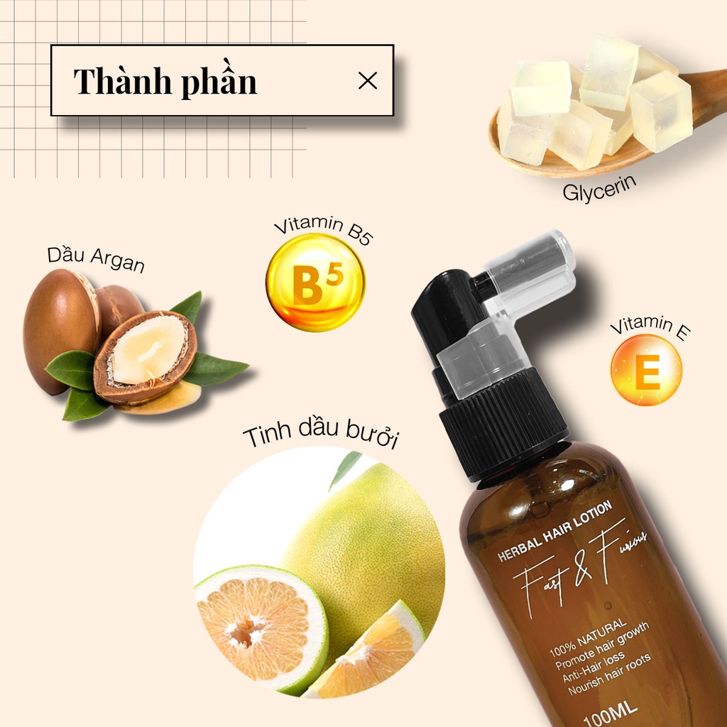Xịt bưởi Nano kích mọc tóc nhanh dài làm dày và giảm rụng tóc Vyvyhaircare V 115ml