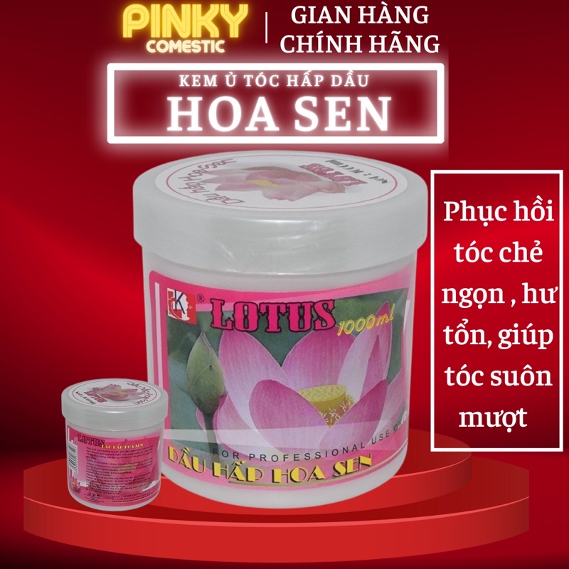 Hấp dầu kem xả ủ tóc hoa sen LK 500ML1000ML phục hồi giữ màu siêu thơm óng ả.