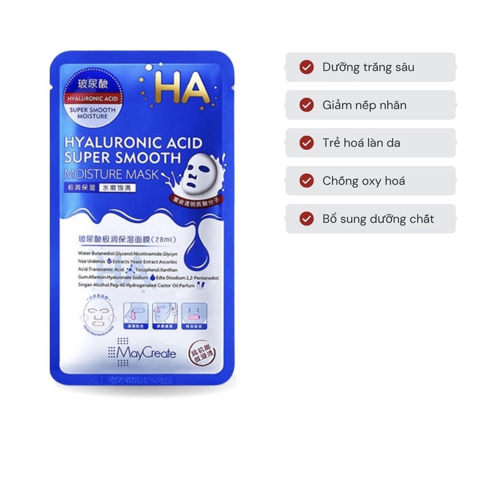 Mặt Nạ HA – Mặt nạ Xanh Tím – Mặt Nạ Dưỡng Ẩm – Mask Dưỡng Trắng Da HA Maycreate Nội Địa Trung 1 Miếng