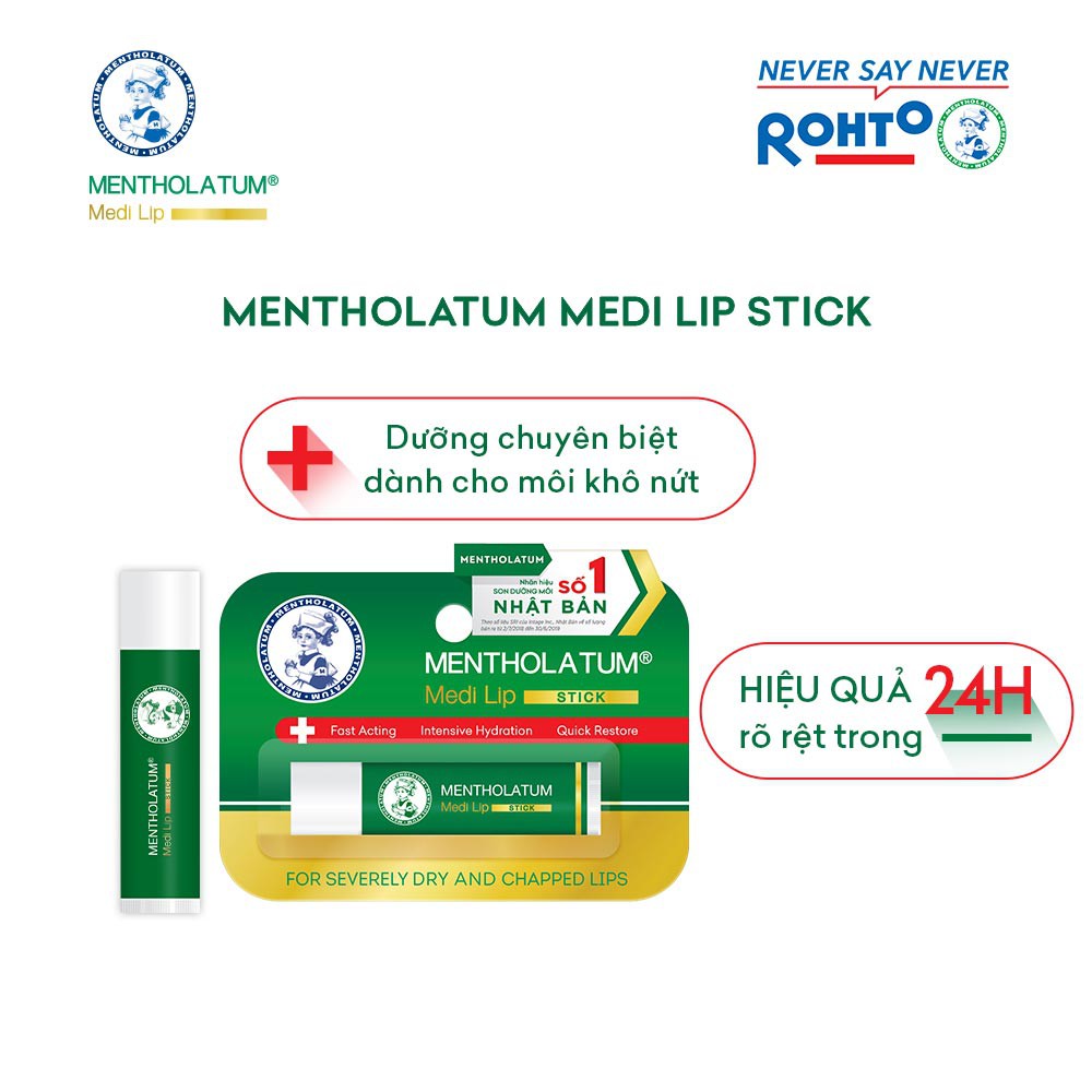 Son dưỡng môi chuyên biệt dành cho môi khô, nứt nẻ Mentholatum Medi Lip Stick 4.3g
