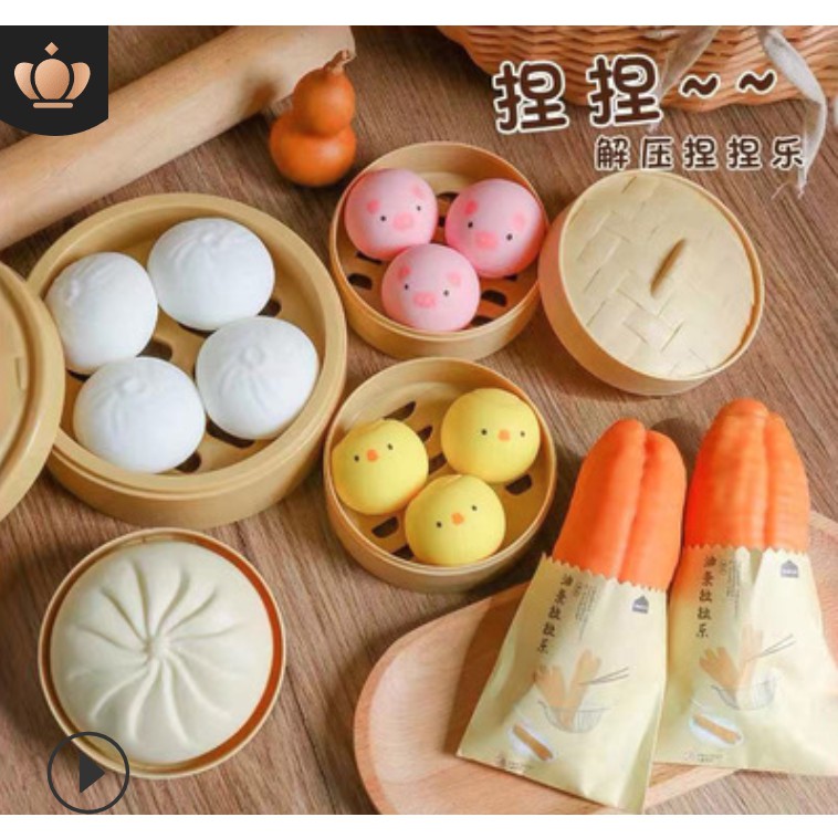 Đồ Chơi Hot TikTok Mô Hình Bánh Bao Đồ Chơi Squishy Xả Stress Vận Động Bóp Co Giãn