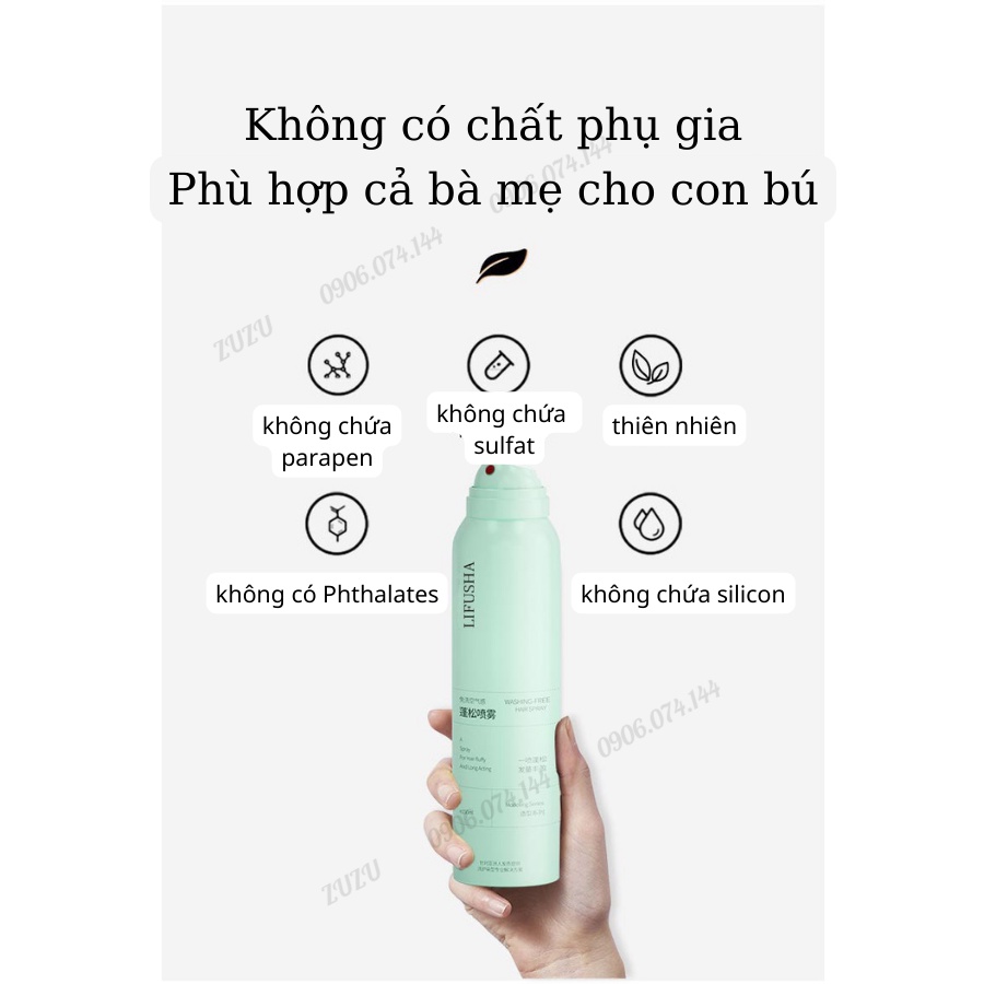Dầu gội khô dạng xịt Spes giúp tóc bồng bềnh không bết dính, dầu gội đầu khô nữ phồng tóc nội địa trung LALA
