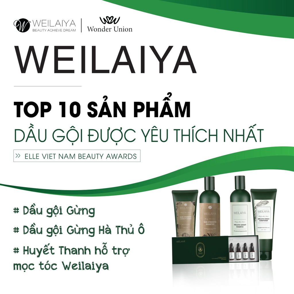 Bộ Dầu Gội Weilaiya Chính Hãng Tinh Chất Gừng Hà Thủ Ô Hỗ Trợ Mọc Tóc Ngăn Rụng Tóc – Cho Da Đầu Khô (Sẵn Số Lượng Lớn)