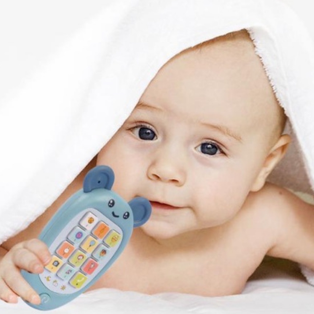 Đồ chơi điện thoại phát nhạc kèm gặm nứu 2trong1 – đồ chơi phát triển trí tuệ Bi’s House