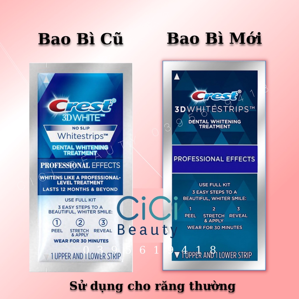 Combo 7 gói miếng dán trắng răng Crest 3D White nhập khẩu Mỹ – Trắng răng cấp tốc sau 1 liệu trình