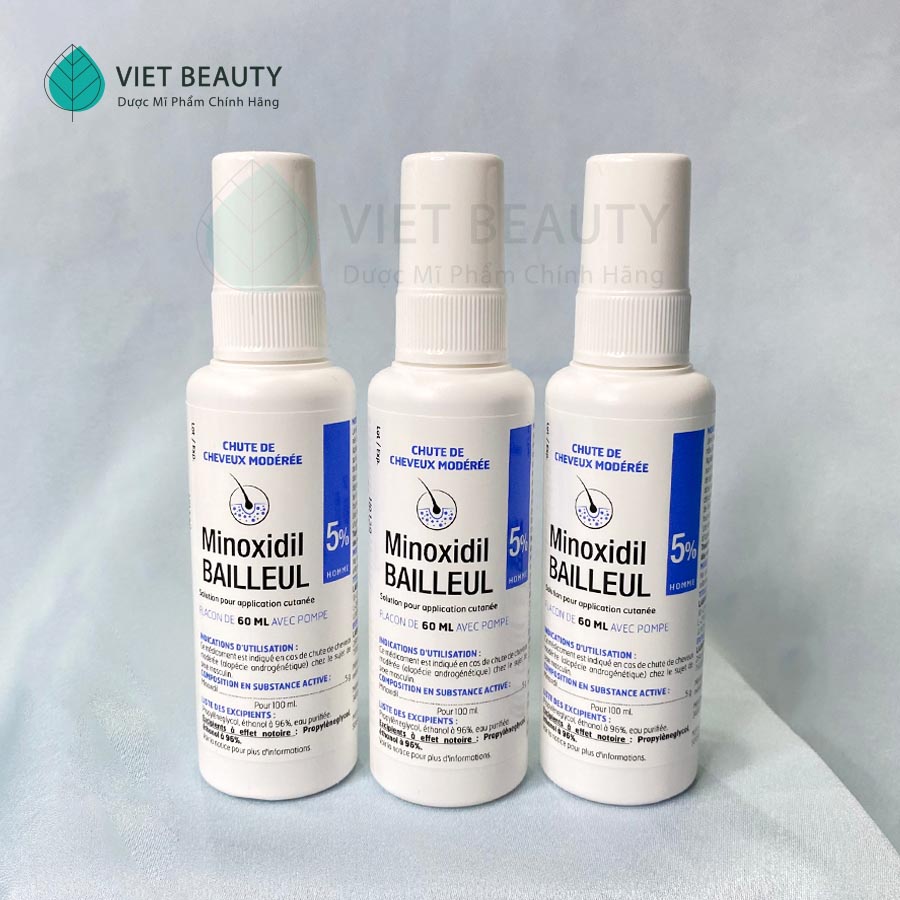 Xịt mọc tóc Minoxidil Bailleul 5% -NHẬP TRỰC TIẾP PHÁP – NGĂN RỤNG TÓC, KÍCH THÍCH MỌC TÓC  [Hộp 3 lọ 60ml]- Date 2026