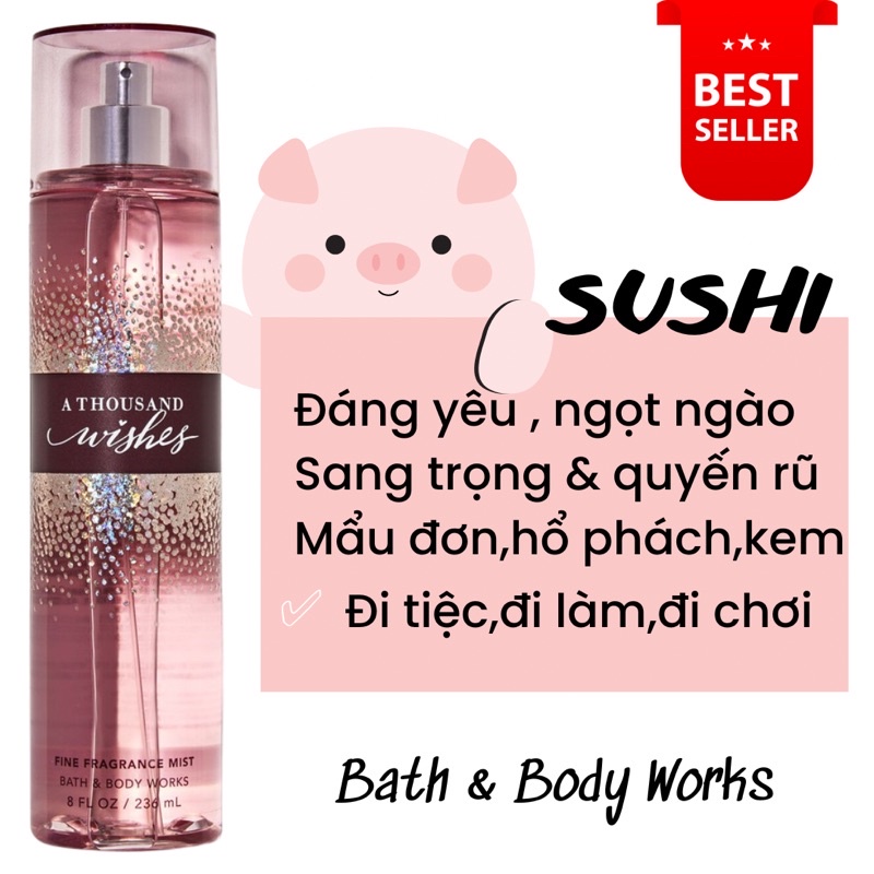 Xịt thơm toàn thân Bath And Body Works 236ML đầy đủ mùi hot SUSHI COMESTIC Bodymist TPHCM