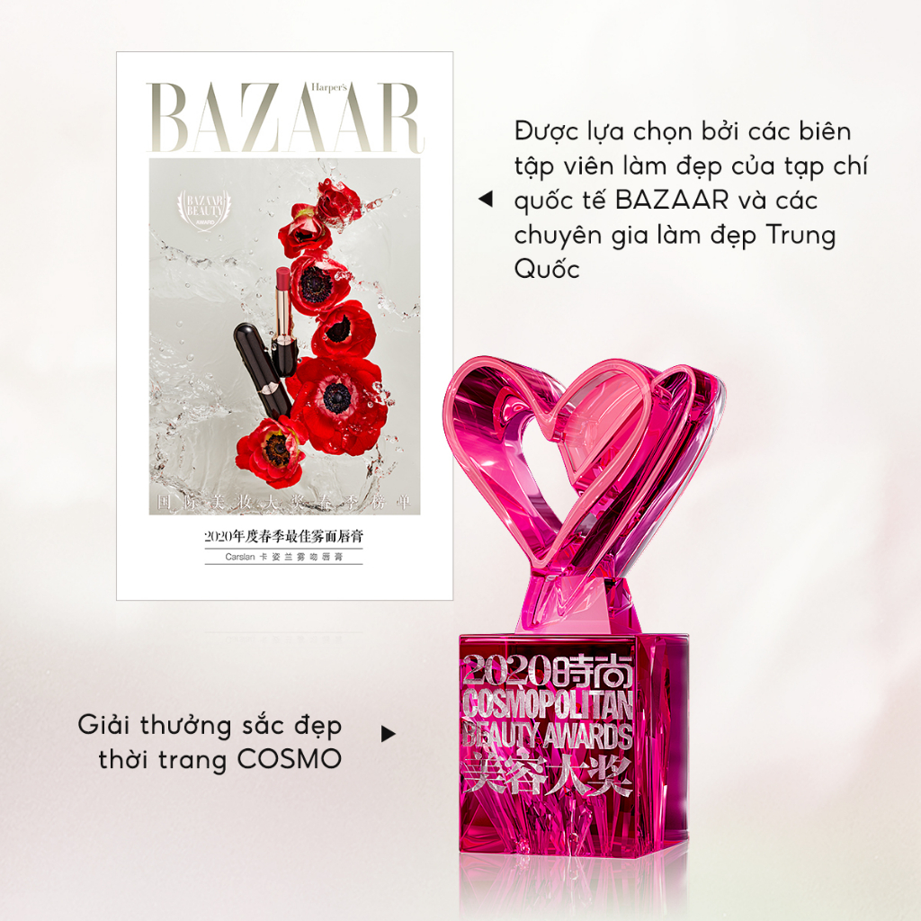 Son Lì Mist Kiss Carslan Son môi mờ nhung nhẹ Trang điểm môi Lâu Trôi Mini 1g