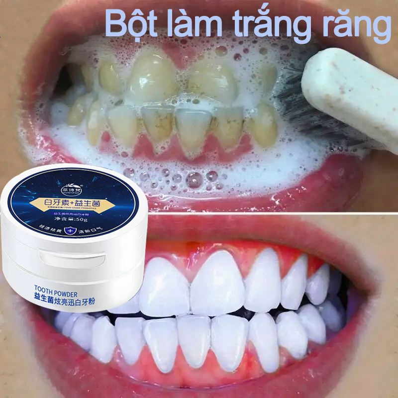 Bột làm trắng răng kem đánh răng làm trắng răng 50g Làm trắng răng nhanh chóng, hết ố vàng, cao răng, khử mùi hôi miệng, giảm viêm loét miệng, chăm sóc nướu