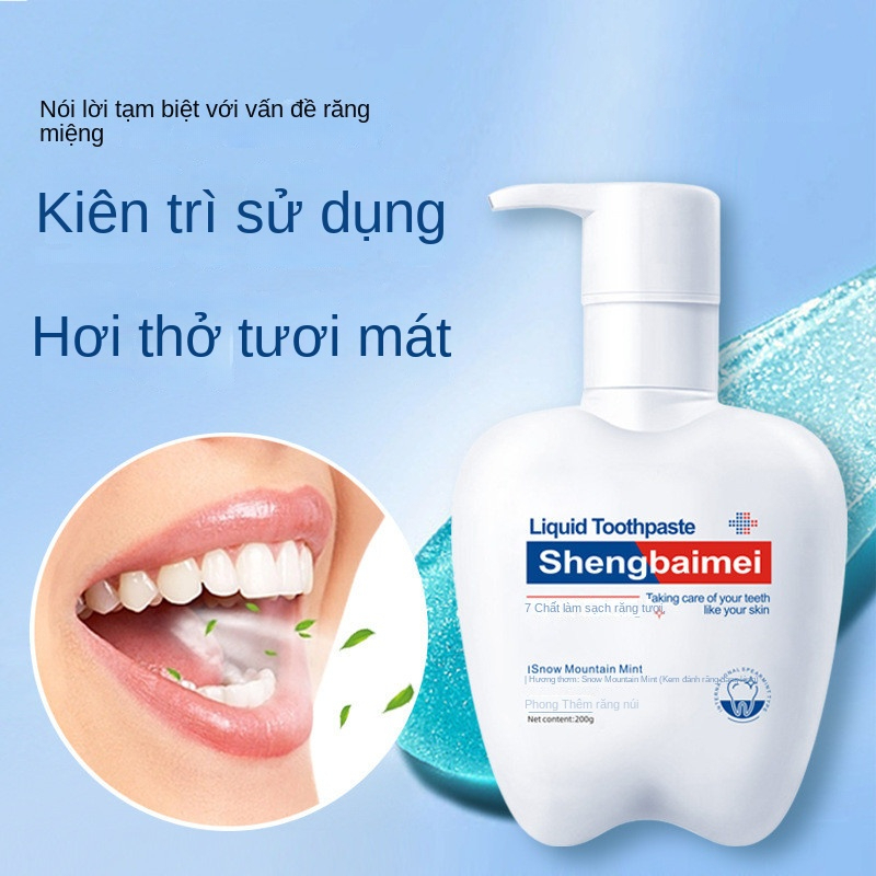 kem đánh răng liquid Toothpaste Giúp Răng Trắng Sáng, Loại Bỏ Ố Vàng,  Men Răng Hương Bạc Hà Thơm  200g