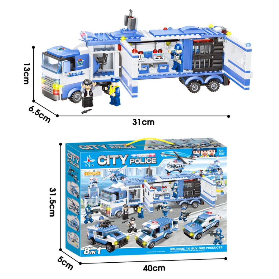 Xe OTO Swat 1115 Mảnh – 25 Tạo Hình – Bộ Đồ Chơi Lắp Ghép OTO Cảnh Sát, Lắp Lắp Máy Bay Trực Thăng