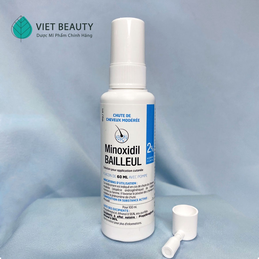 [VIỆT BEAUTY] Xịt mọc tóc Minoxidil Bailleul 2%-NHẬP TRỰC TIẾP PHÁP-NGĂN RỤNG TÓC, KÍCH THÍCH MỌC TÓC [Hộp 3 lọ 60ml]