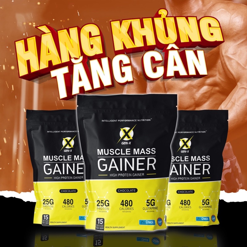 Sữa Tăng Cân  Muscle Mass Gainer 750gram (Khi mua 2 Túi Tặng 1 Bình Lắc)