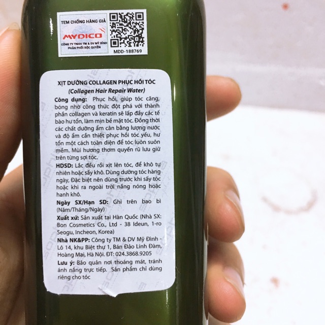 Xịt dưỡng tóc SOPHIA Hàn Quốc 250ml (phục hồi tóc hư tổn-Collagen Hair Repair Water)