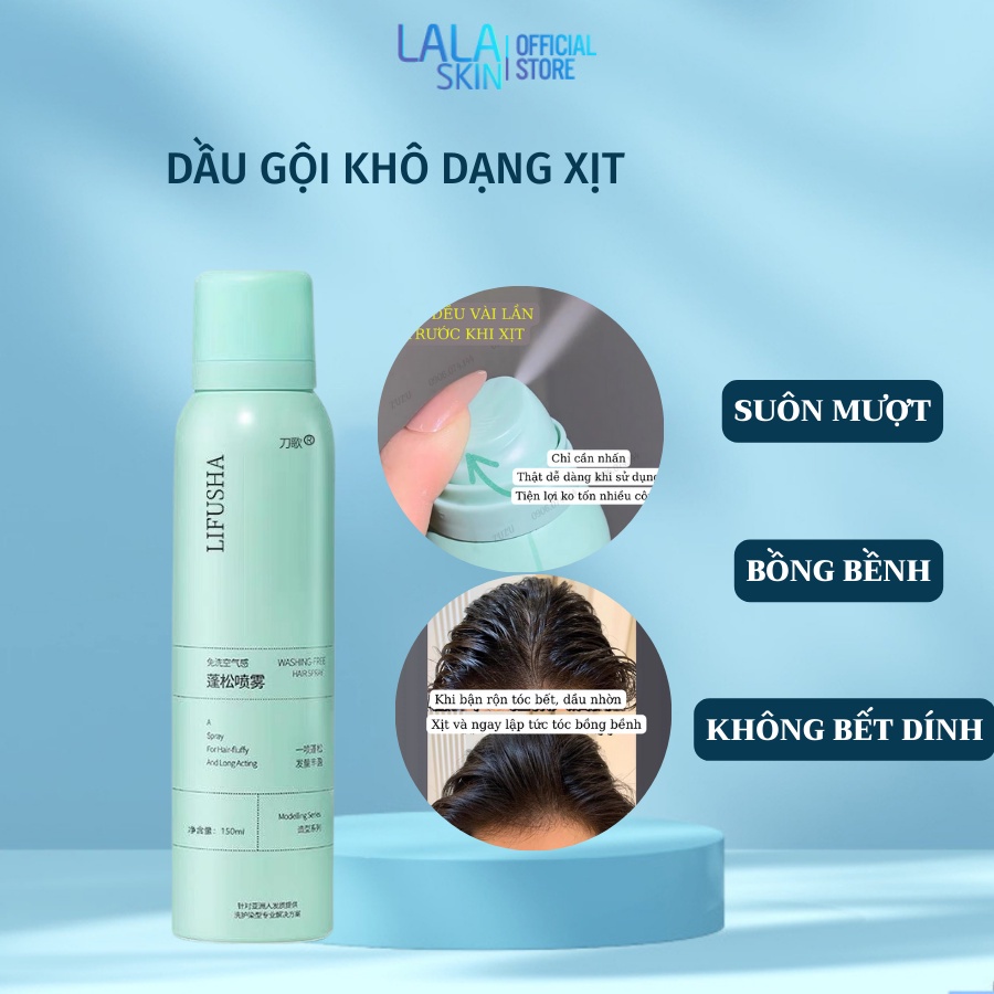 Dầu gội khô dạng xịt Spes giúp tóc bồng bềnh không bết dính, dầu gội đầu khô nữ phồng tóc nội địa trung LALA