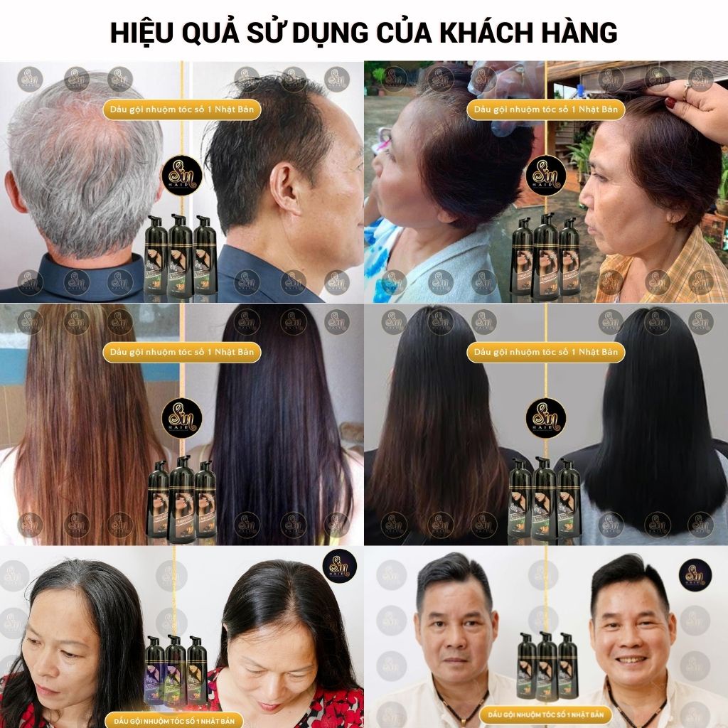Dầu Gội Phủ Bạc Sin Hair Nhật Bản, Dầu Gội Nhuộm Tóc Gội Là Đen Chính Hãng Giúp Phủ Đen Hoặc Nâu Tóc Bạc Nhanh Chóng