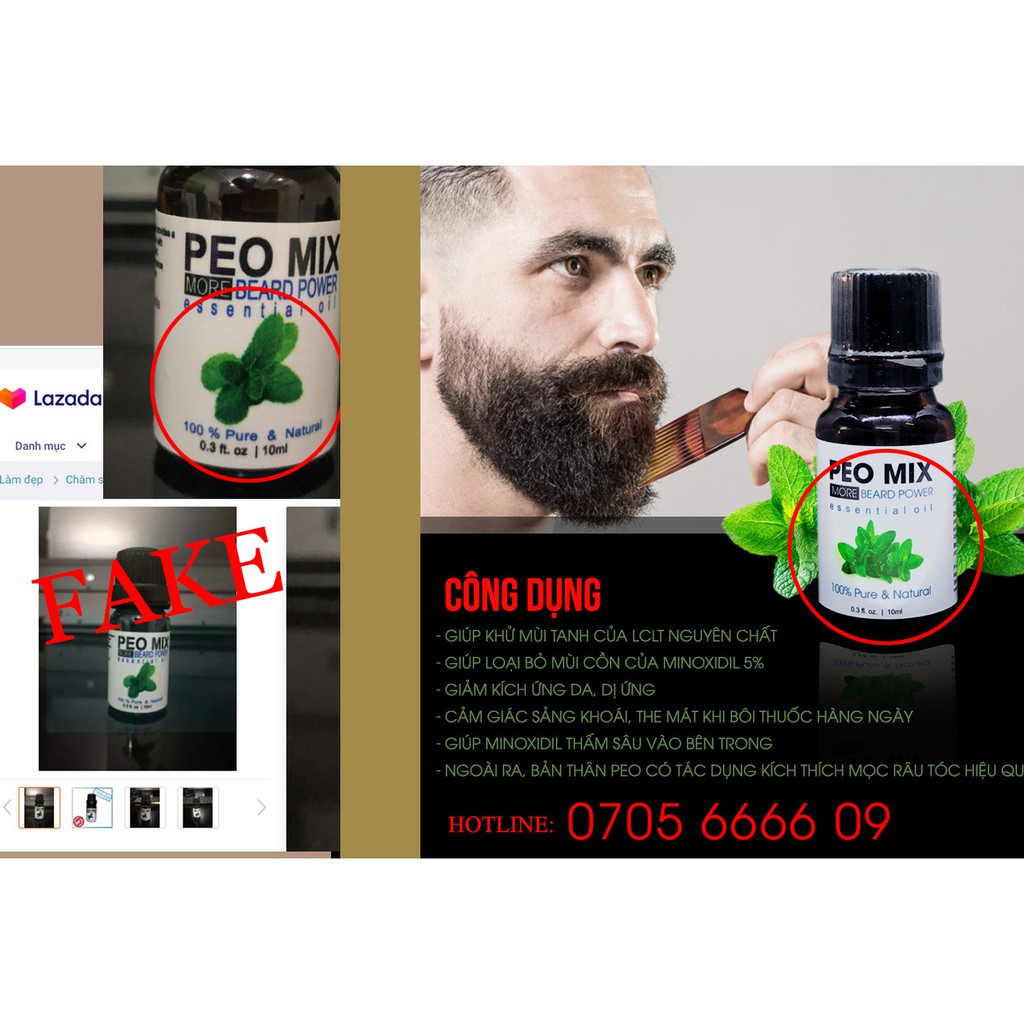 PEO mix Minoxidil hỗ trợ mọc râu nhanh