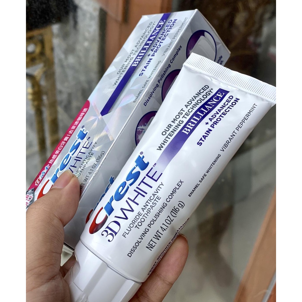 KEM ĐÁNH RĂNG CREST 3D WHITE LÀM SẠCH 95% VÊT Ố BỀ NGOÀI TUÝP LỚN 116G HÀNG NHẬP TMALL