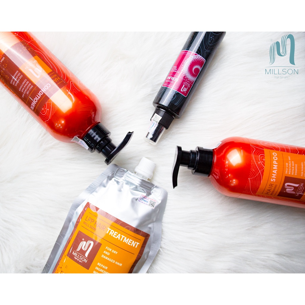 Xịt dưỡng tóc chăm sóc tóc phục hồi hư tổn Keratin Millson 150ml sịt dưỡng tóc uốn nhuộm duỗi tinh chất dưỡng tóc khô xơ