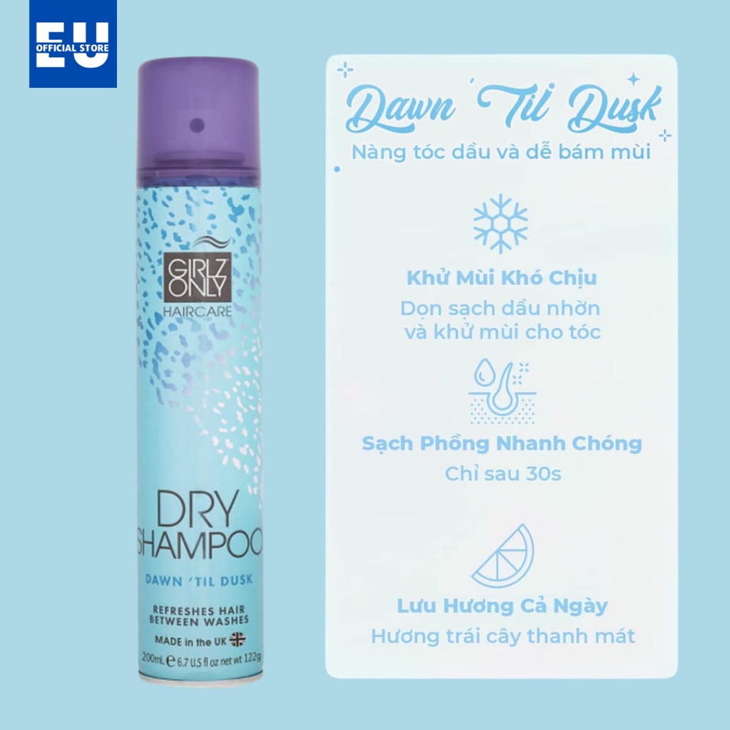 Dầu Gội Khô Girlz Only Party Nights / Dawn ‘Til Dusk / Dazzling Volume / No Residue Nude 200ml