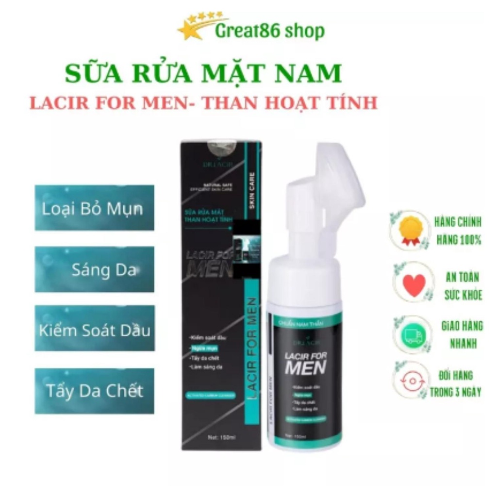 Sữa rửa mặt nam Great86 sữa rửa mặt Lacir For Men Dr Lacir làm sạch bụi bẩn dầu thừa sáng da ngăn ngừa mụn 150ml